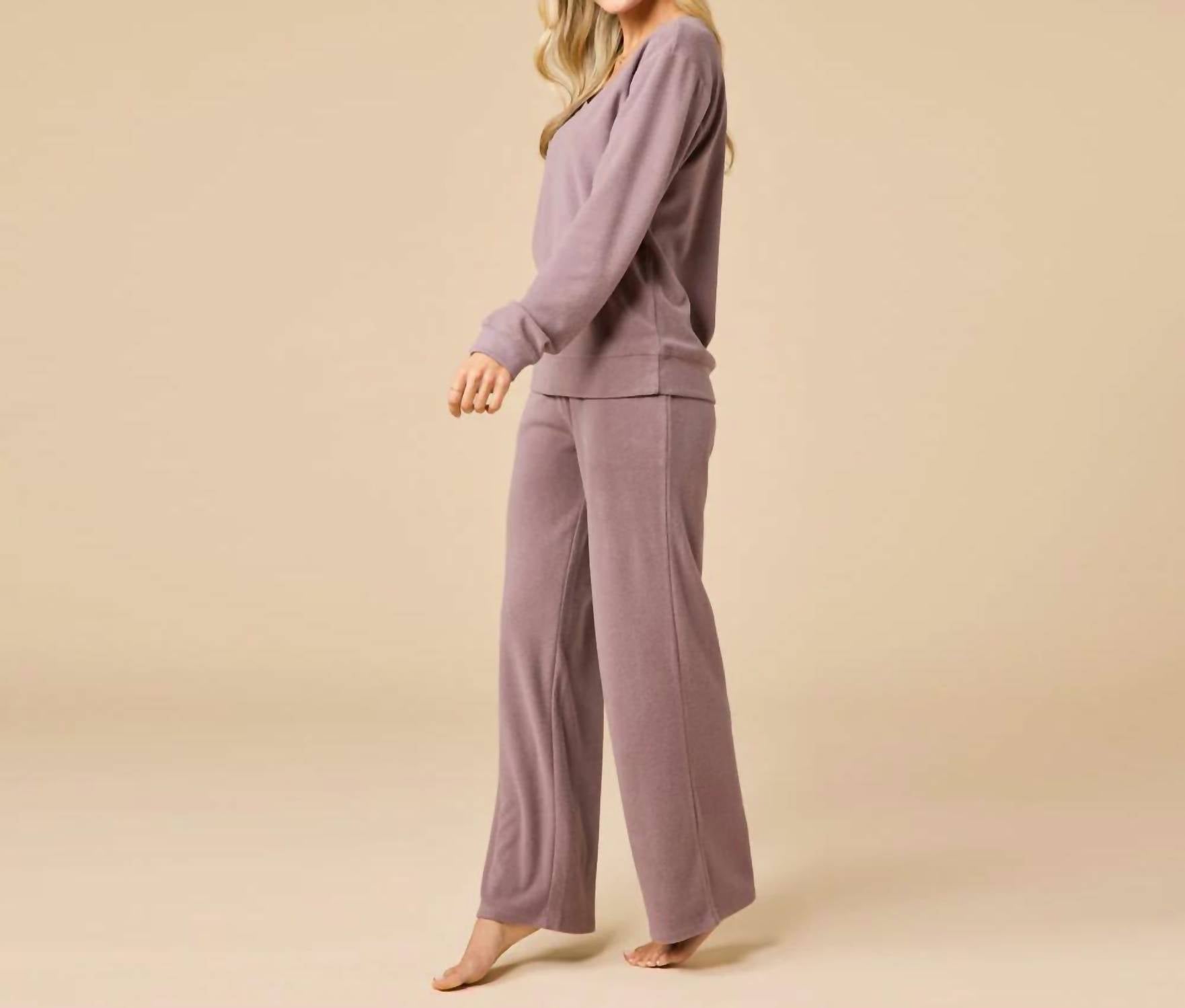 Softies - Vintage Velvet V-neck With Full Leg Pant