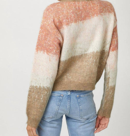 Mystree - Blocked Mock Half Zip Sweater