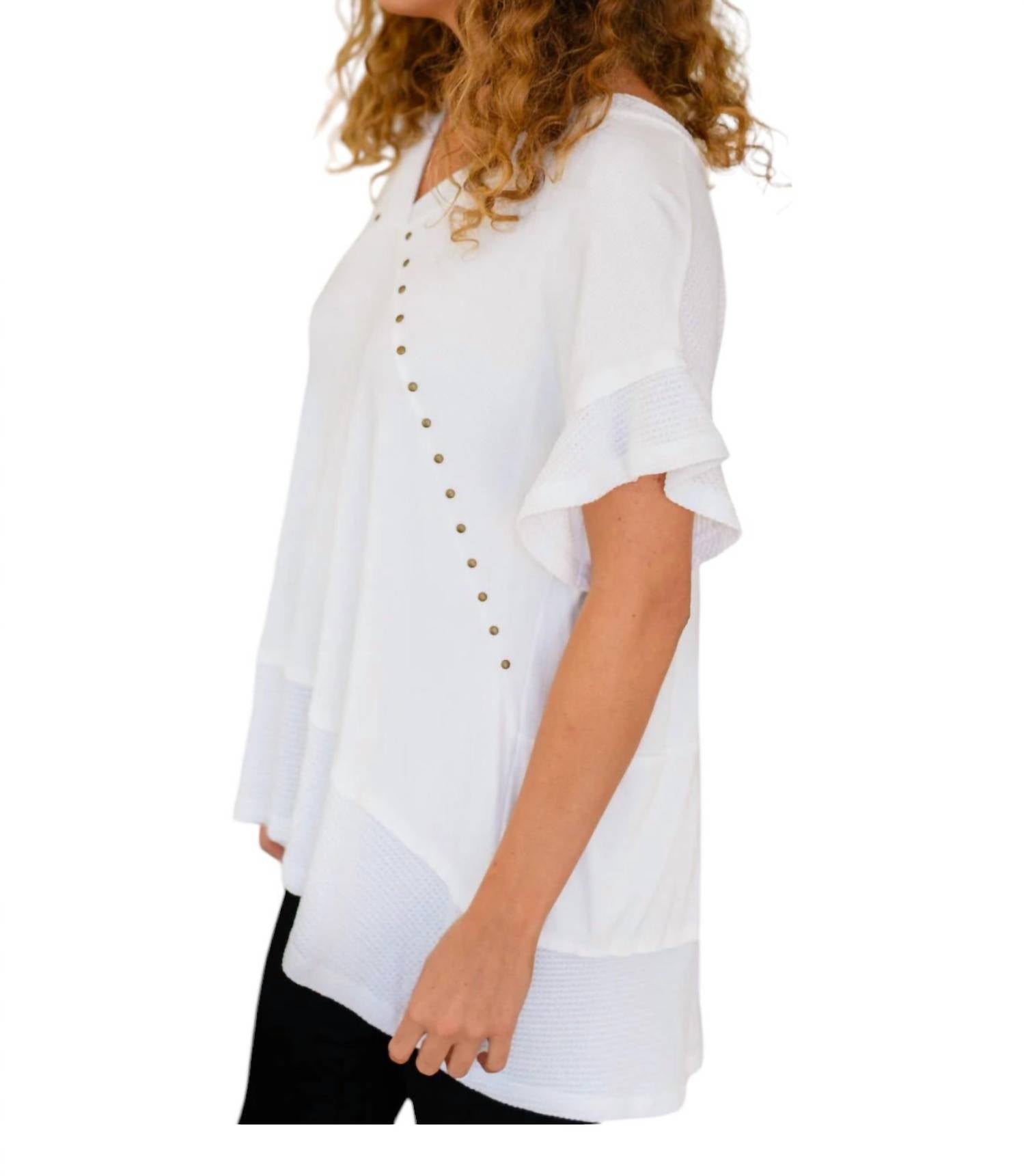 One Eleven North - Giving In V Neck Spliced Top