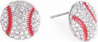 Wholesale Accessory Market - Women's Baseball Crystal Stud Earrings