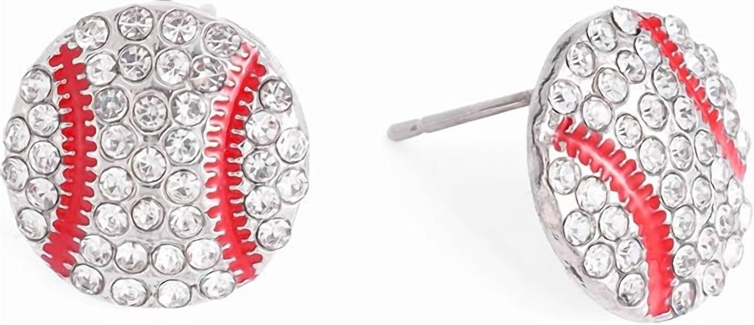 Wholesale Accessory Market - Women's Baseball Crystal Stud Earrings
