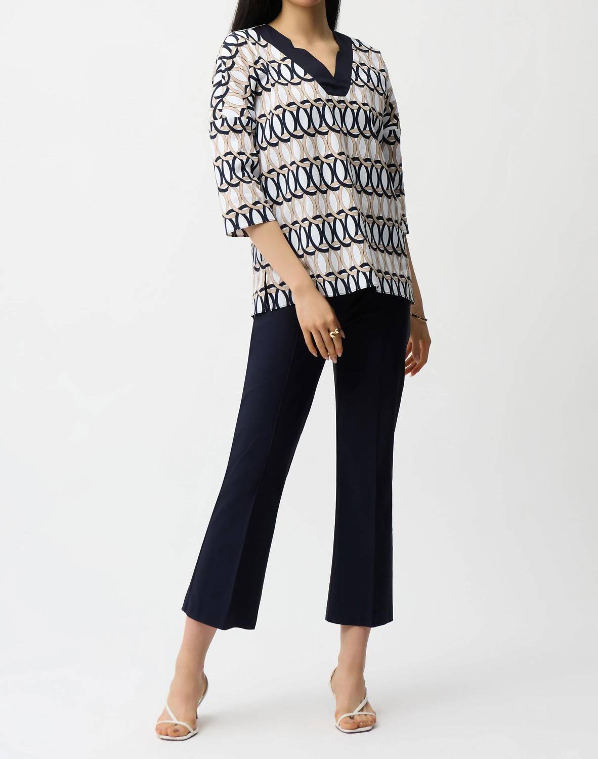 Joseph Ribkoff - Stretch Poplin Geometric Print Tunic