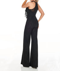 Rachel Allan - Chiffon Halter Neck Lace Jumpsuit