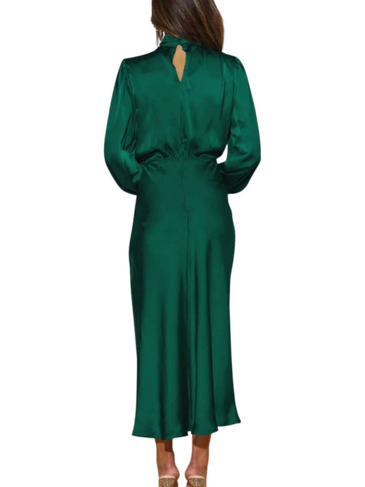 Lily Clothing - Satin Long Sleeved Midi Dress