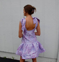 Before You - Kelly Dropped Waist Mini Dress With Floral Pattern & Metallic Sheen