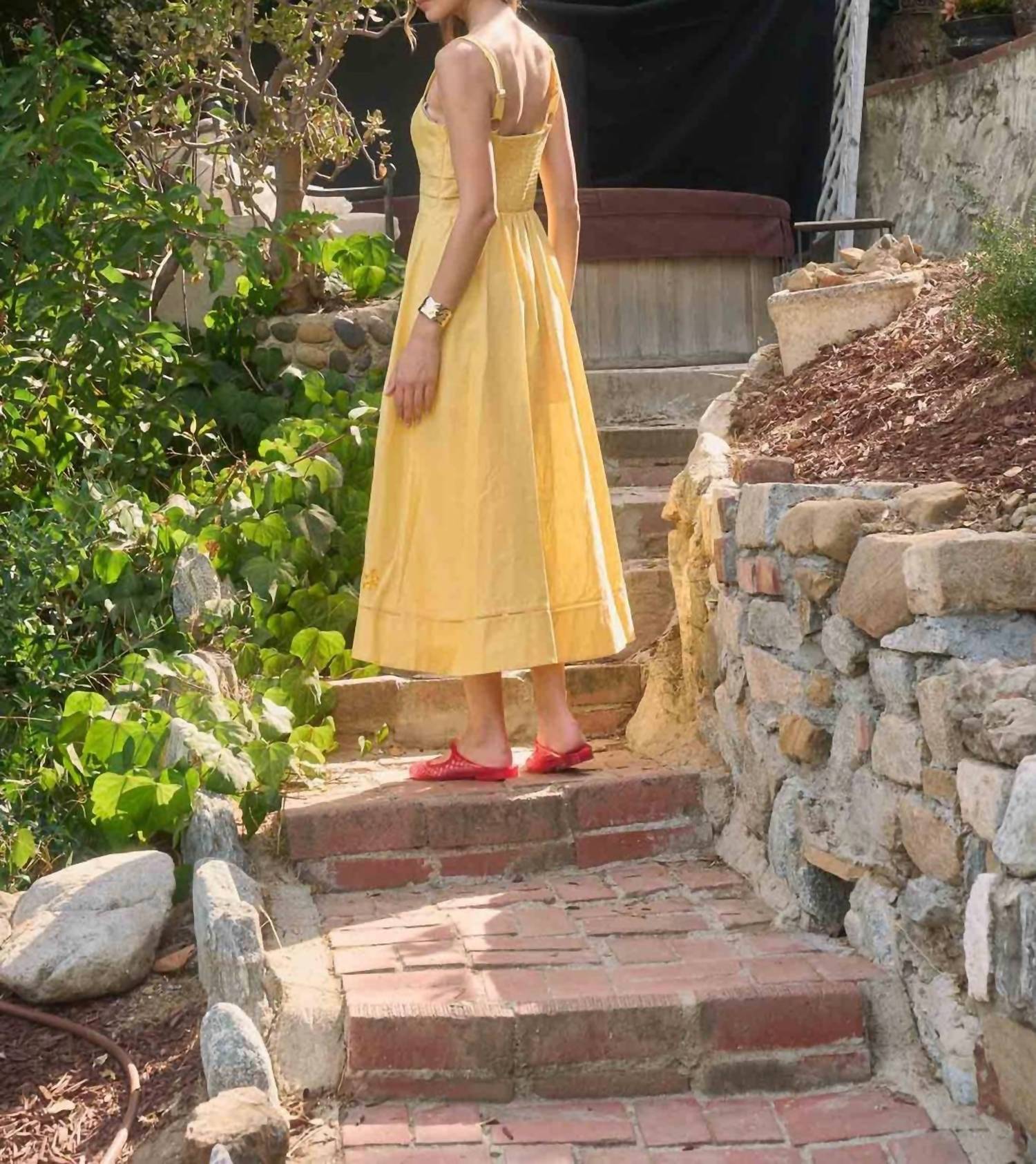 Moon River - Sleeveless Eyelet Midi Dress