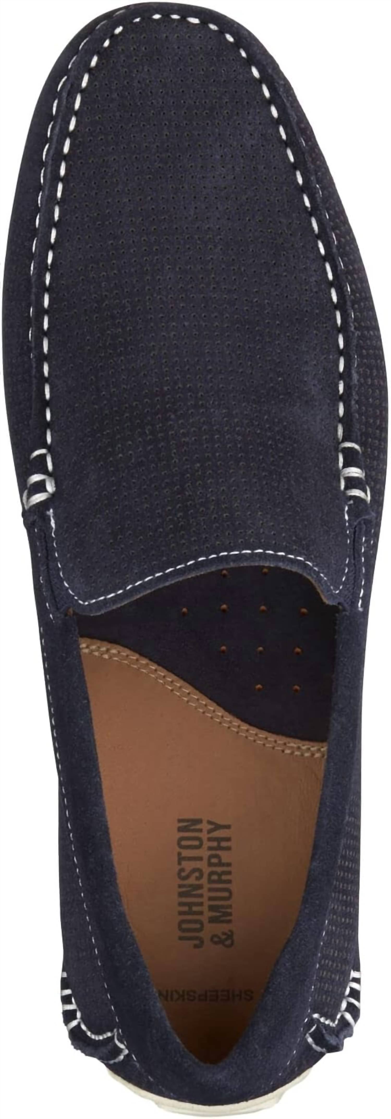 JOHNSTON & MURPHY Men's Cort Perf Venetian Loafer in navy - men's loafer - view 4