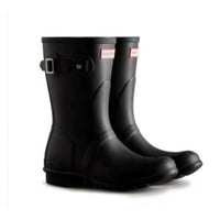 HUNTER Womens Original Short Rubber Waterproof Welly Rain Boots in black - women's shoe - view 4