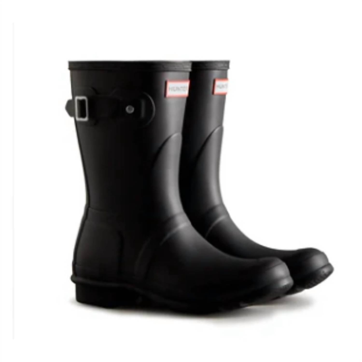 HUNTER Womens Original Short Rubber Waterproof Welly Rain Boots in black - women's shoe - view 4