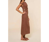 Lalavon - Asymmetrical Midi Dress With Golden Charm