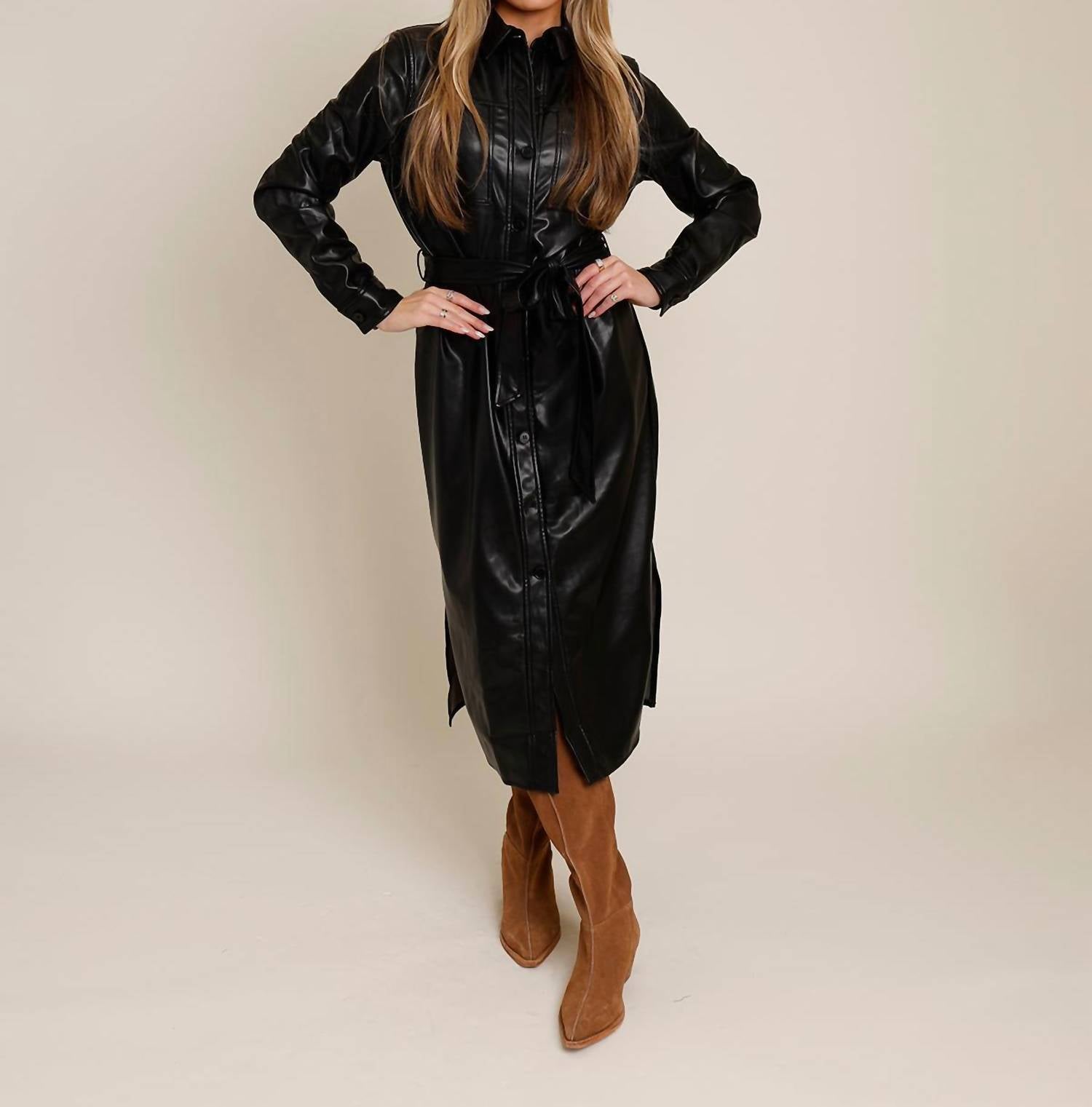 Lucy Paris - Leather Shirt Dress