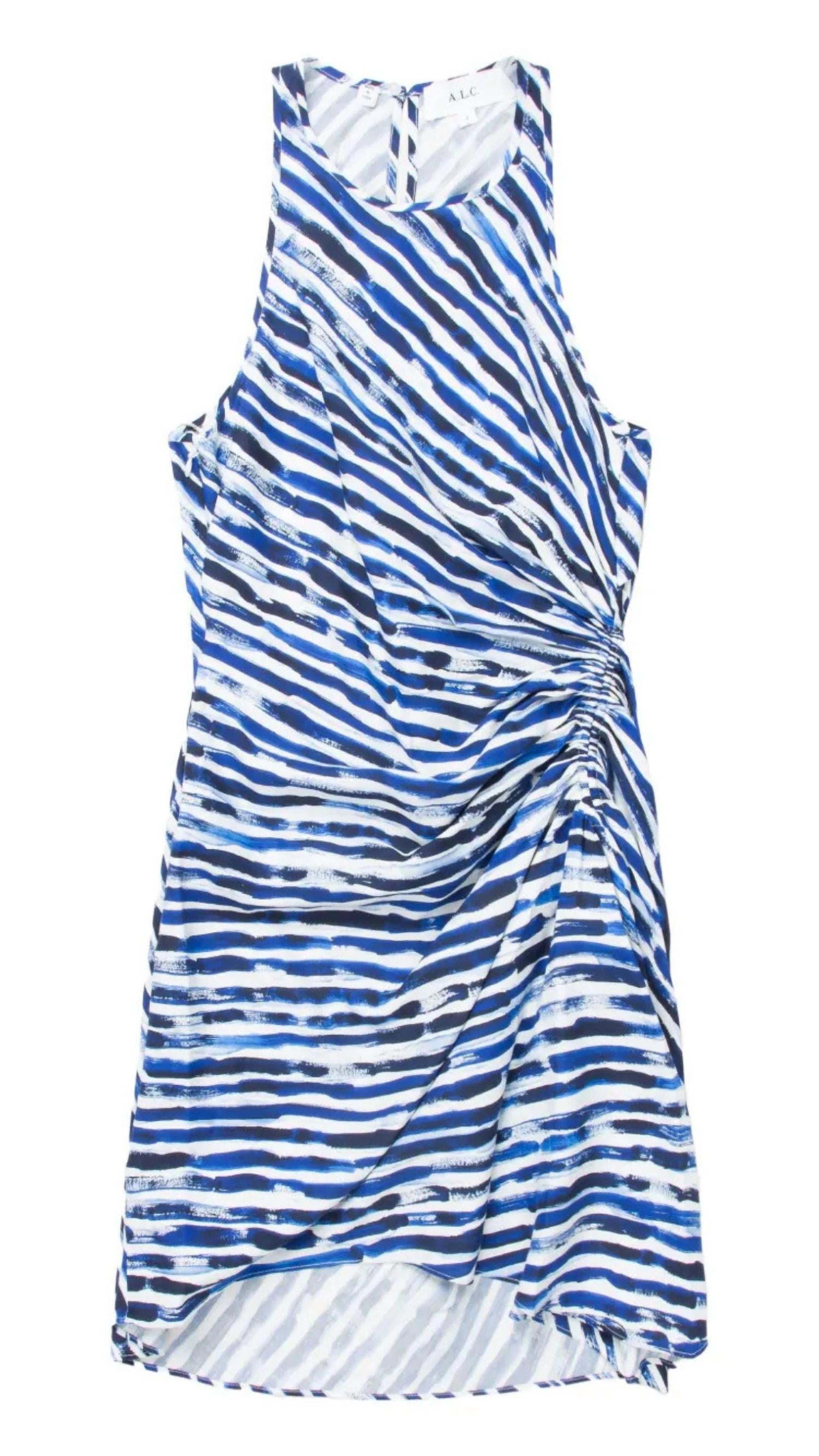 A.L.C. Rue Striped Mini Dress in navy stripe - women's dress - alternate view