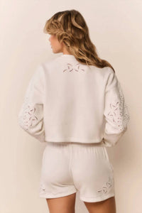 Loveshackfancy - Lalo Bandana Eyelet Fleece Pullover Sweater