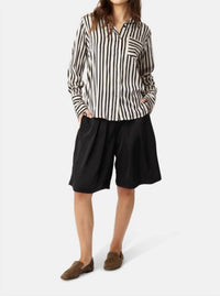 Karmamia MASON COLLARED SHIRT in black stripe - women's blouse