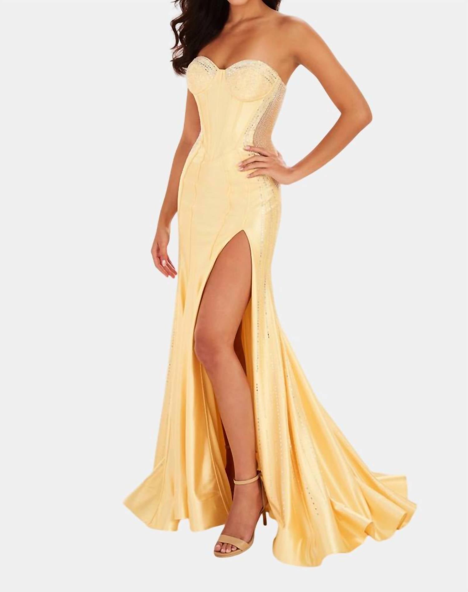 Ellie Wilde - Satin Mermaid Gown With Slit