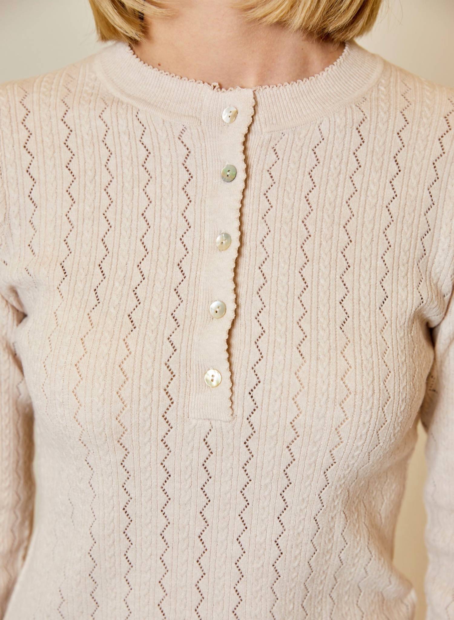 Design History - Long Sleeve Sweater with Buttons