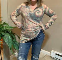 Sew In Love - Swirl Notch Long Sleeve Top