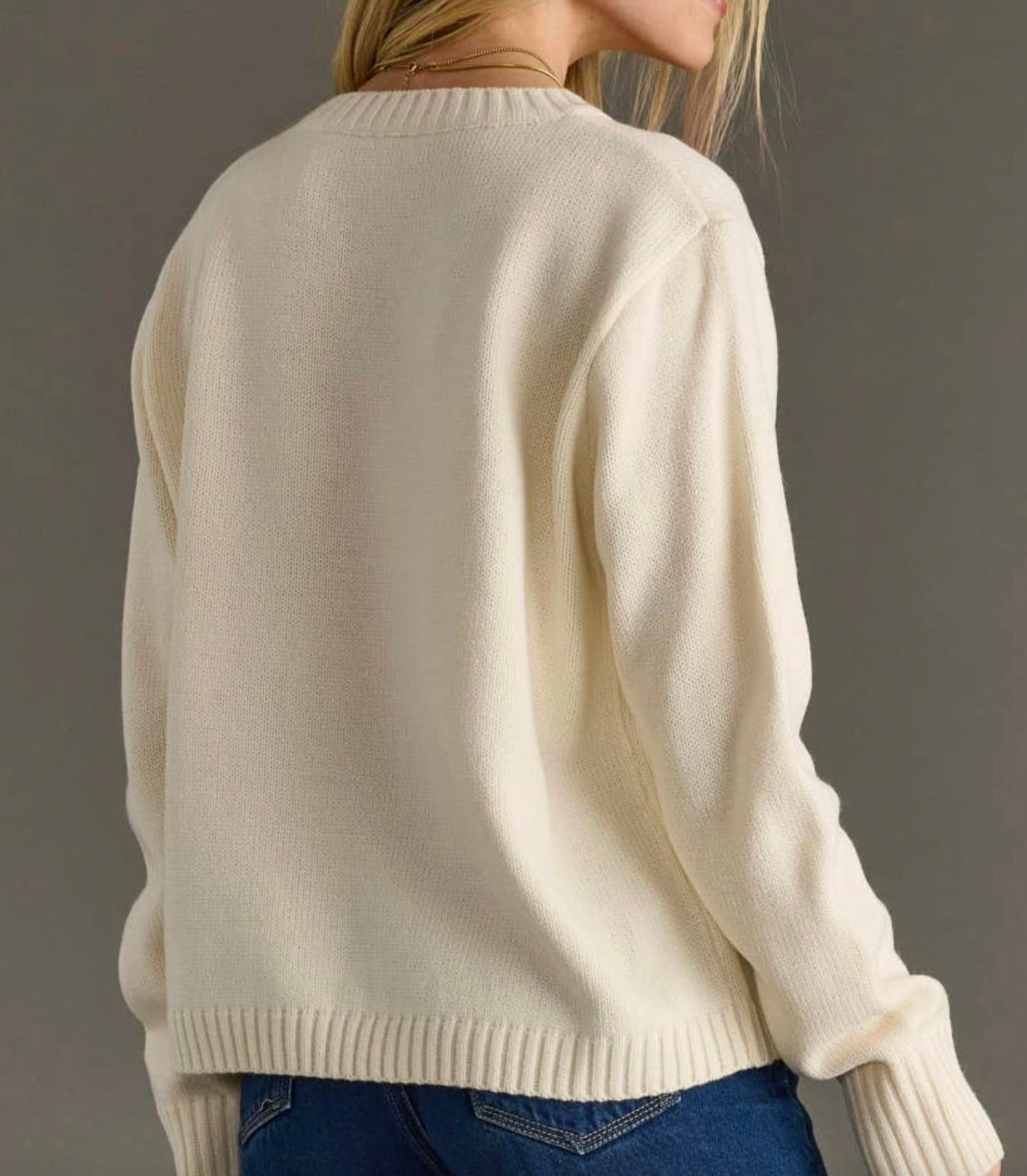 Panache Apparel Ski Goggle Sweater in cream - women's sweater - detail view