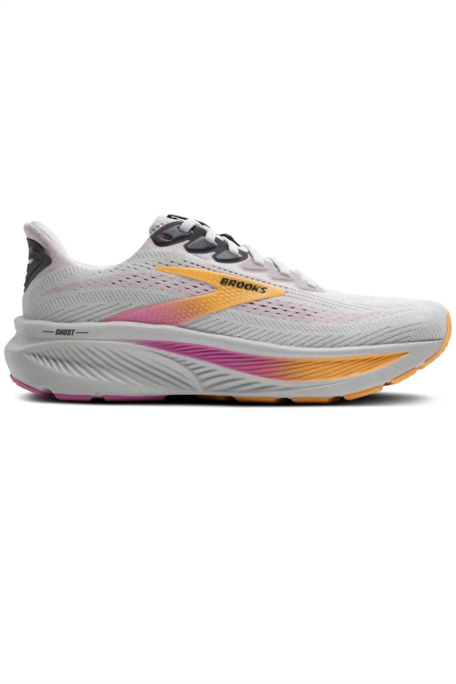 BROOKS Women's Ghost 17 Running Shoe in oyster apricot pink - women's shoe - detail view
