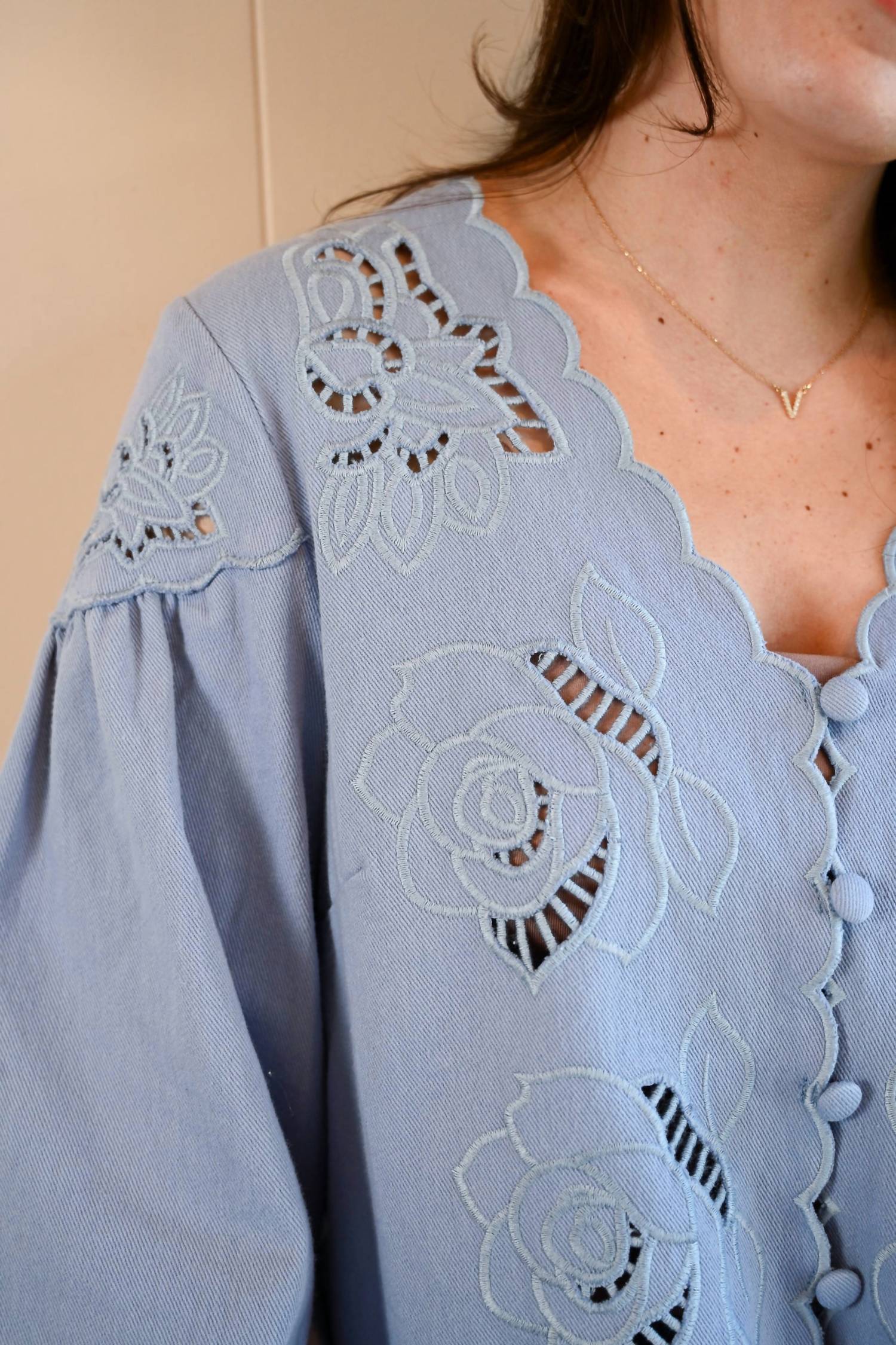 Raisonnel Alder Street Cutout Blouse in bluebell - women's blouse - view 7