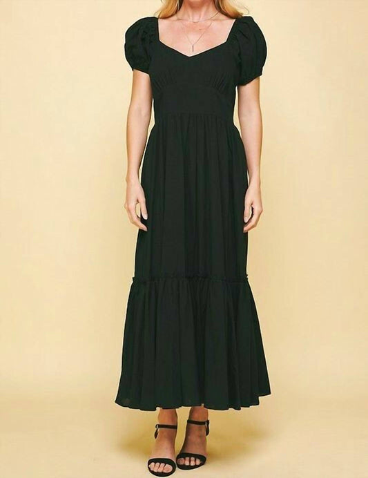 Pinch - Puffy Sleeves Maxi Dress