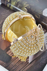 H&D Accessories - Wome's Royal Big Stone Studded Round Clutch Purse