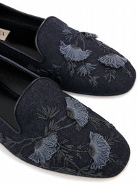 Arteana Women's Flora Smoking Slipper in navy - women's shoe - view 4