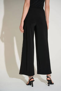Joseph Ribkoff - Embellished Mesh Insert Wide Leg Pants