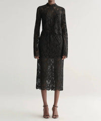 A.L.C. Lydia Lace Midi Skirt in black - women's skirt