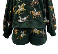 QUEEN OF SPARKLES Horse Riders Shorts in dark green - women's sleepwear - view 4