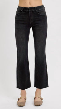 Risen - Women's Mid Rise Tummy Control Crop Straight Jeans