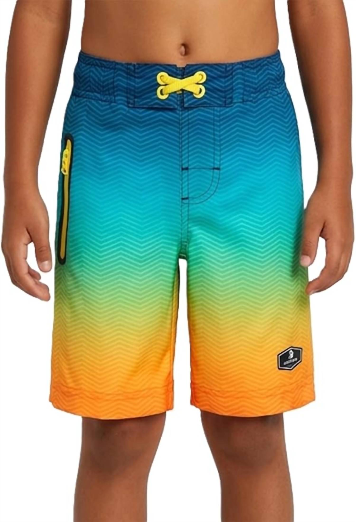 Rokka&Rolla Boy's 4-way Stretch Swim Trunks in blue orange - kids' item - detail view