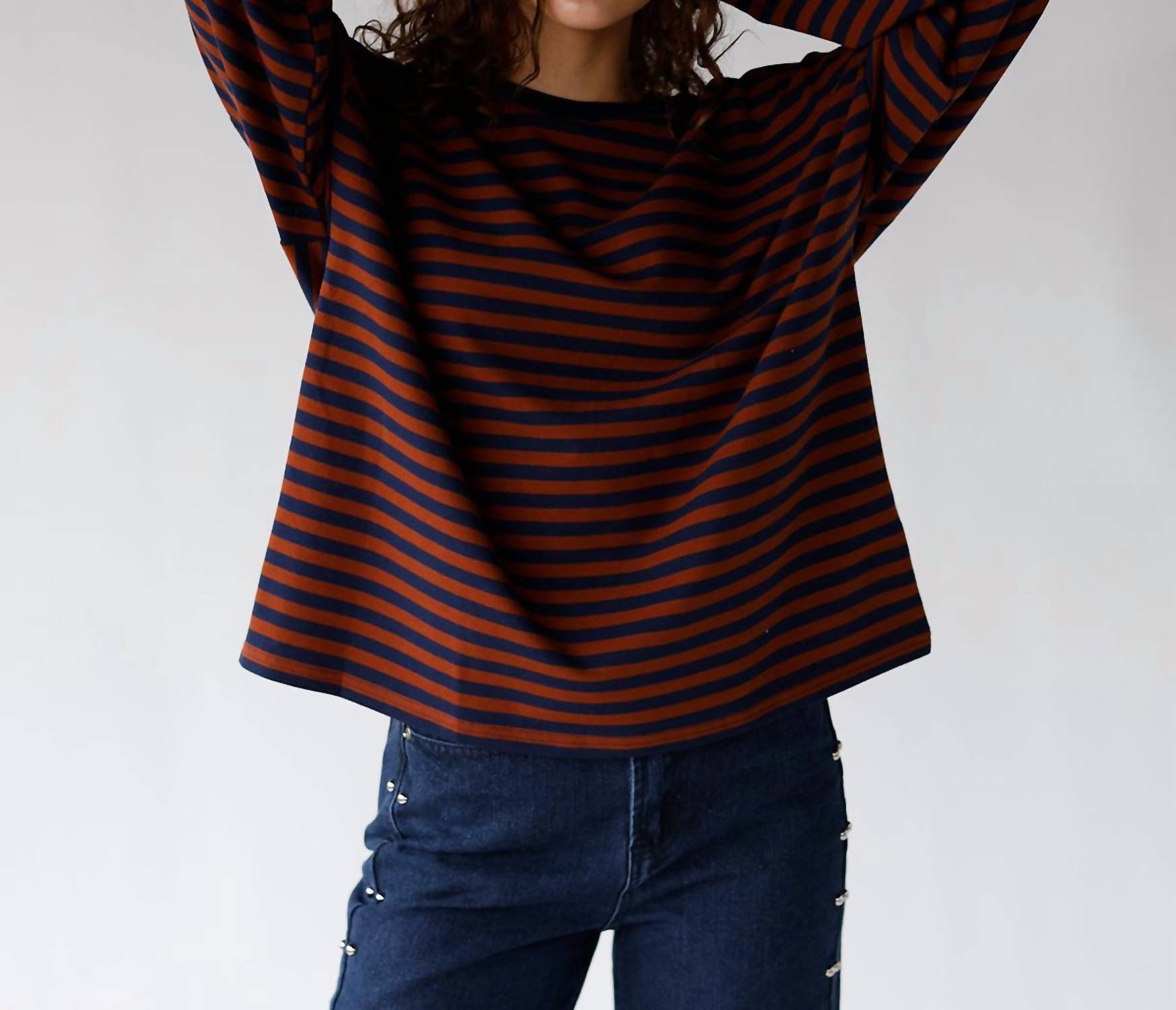 Mimosa Striped Long Sleeve Top in caramel tide - women's long sleeve top