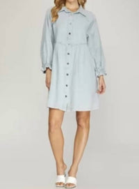 She + Sky - Button Down Shirt Dress