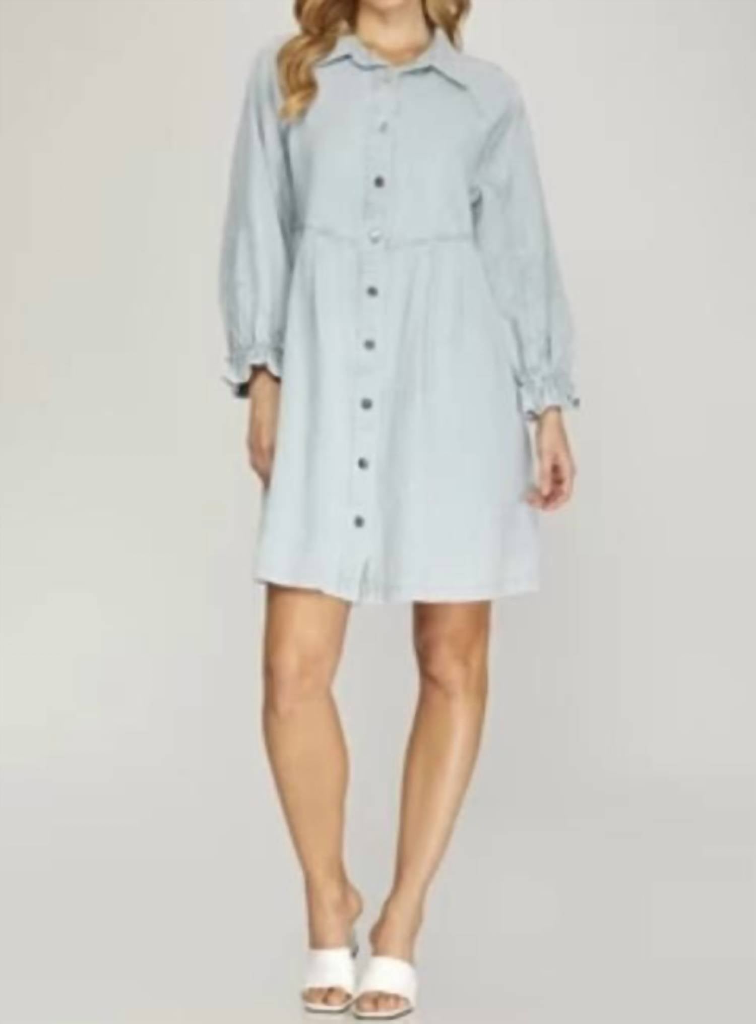 She + Sky - Button Down Shirt Dress