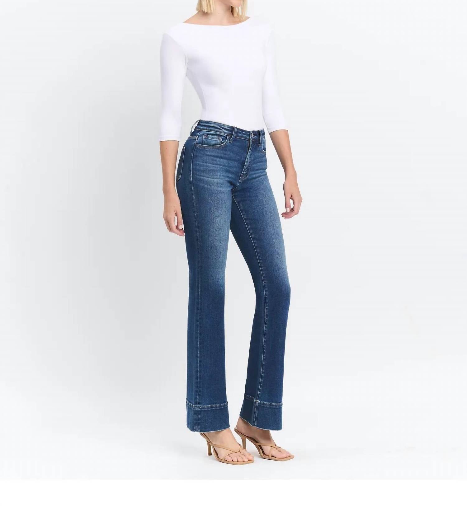 JUST BLACK DENIM High Rise Trouser Bootcut Jeans in blue - women's jeans - view 4