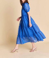 English Factory - Gridded Organza Tiered Maxi Dress