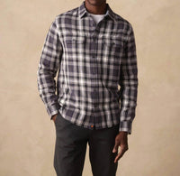 The Normal Brand Mountain Overshirt in grey plaid - men's shirt