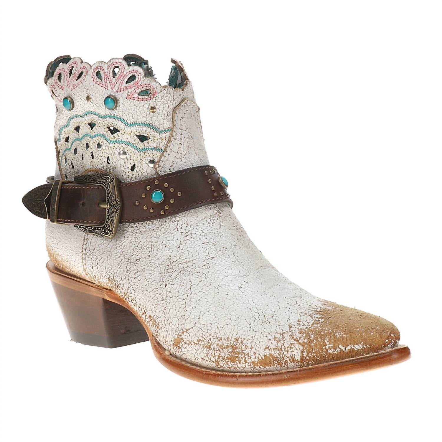 Corral - Women's Studded Harness Pointed Toe Zippered Cowboy Booties