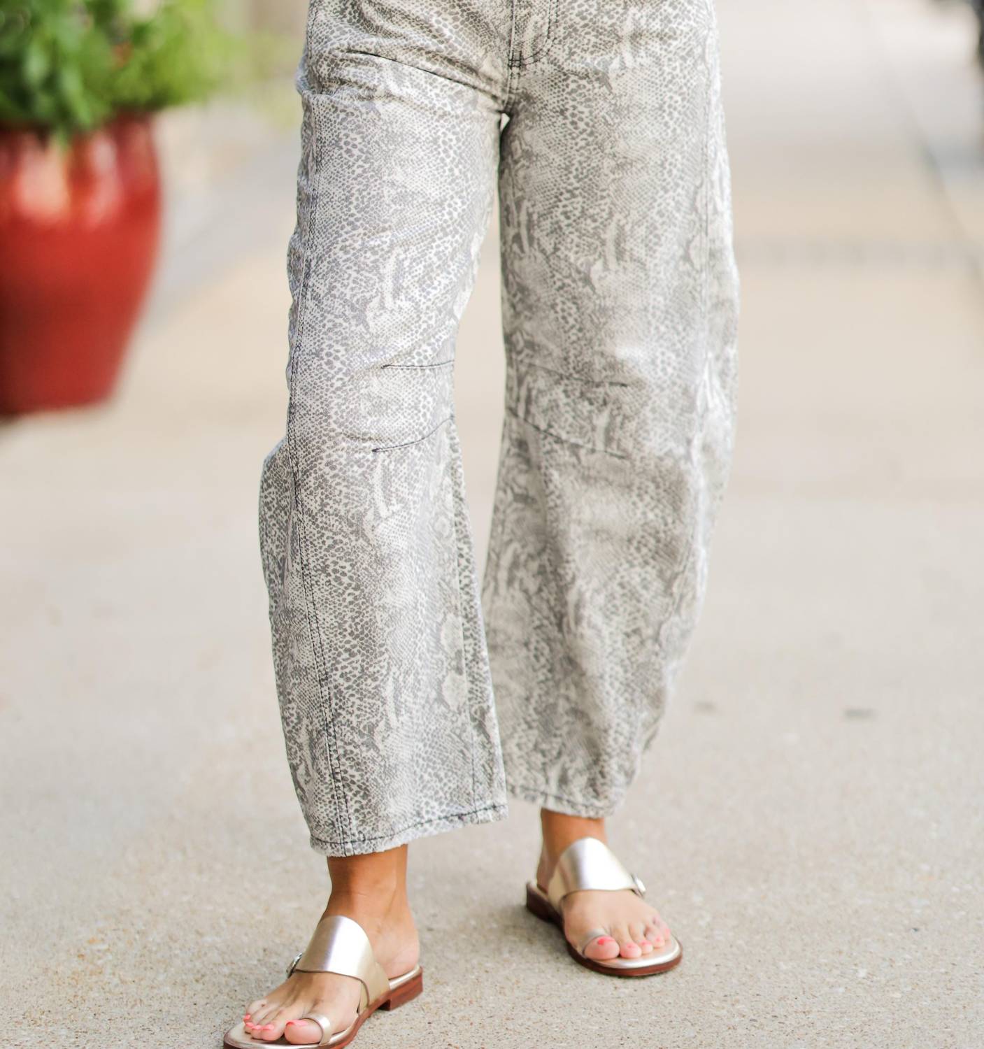 Free People - Good Luck Printed Mid Rise Barrel Jeans