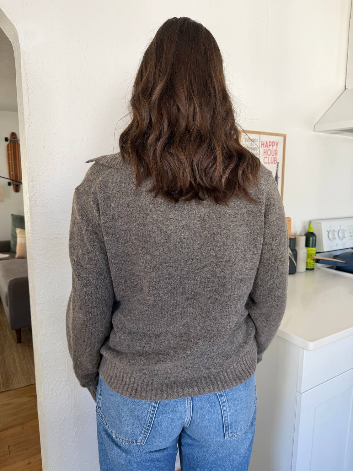 PINCH Aubrey Long Sleeve Sweater in taupe - women's sweater - alternate view
