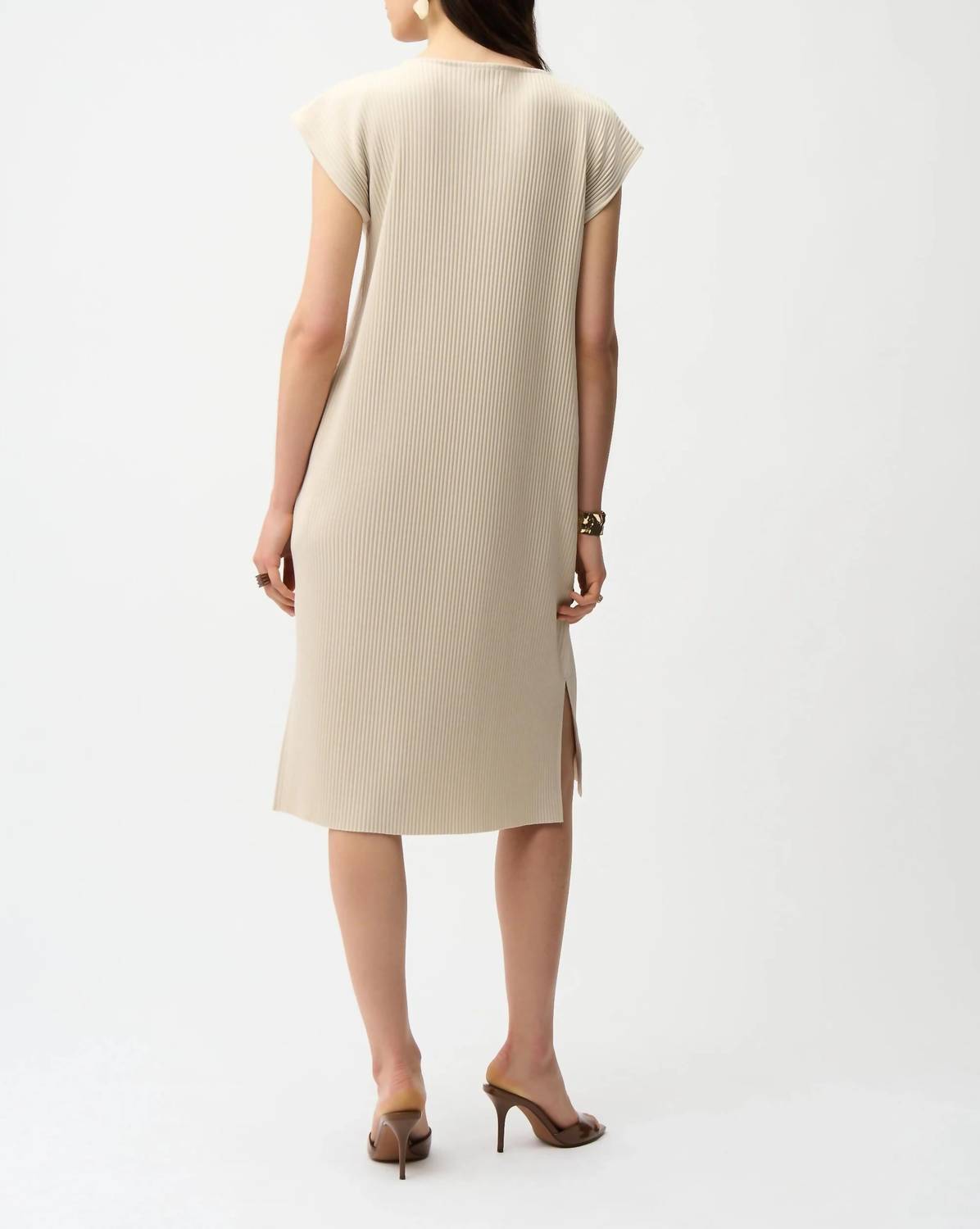 Joseph Ribkoff - Pleated V-neck Midi Shift Dress