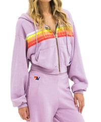 Aviator Nation - Five Stripe Cropped Zip Hoodie