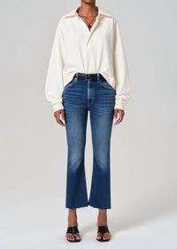 Citizens of Humanity Isola Mid Rise Cropped Boot Jean in blue - women's jeans