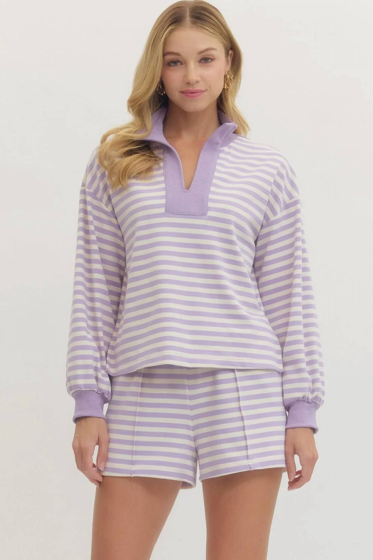 Entro - Stripe Lounge Pullover Top