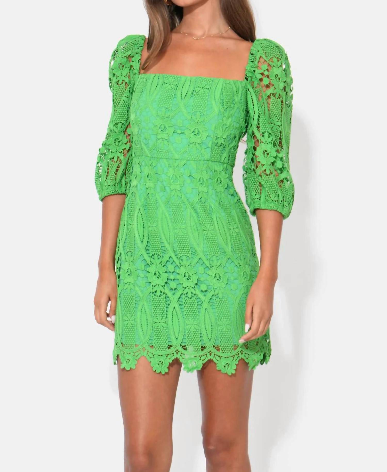 Adelyn Rae - Emery Puff Sleeve Lace Dress