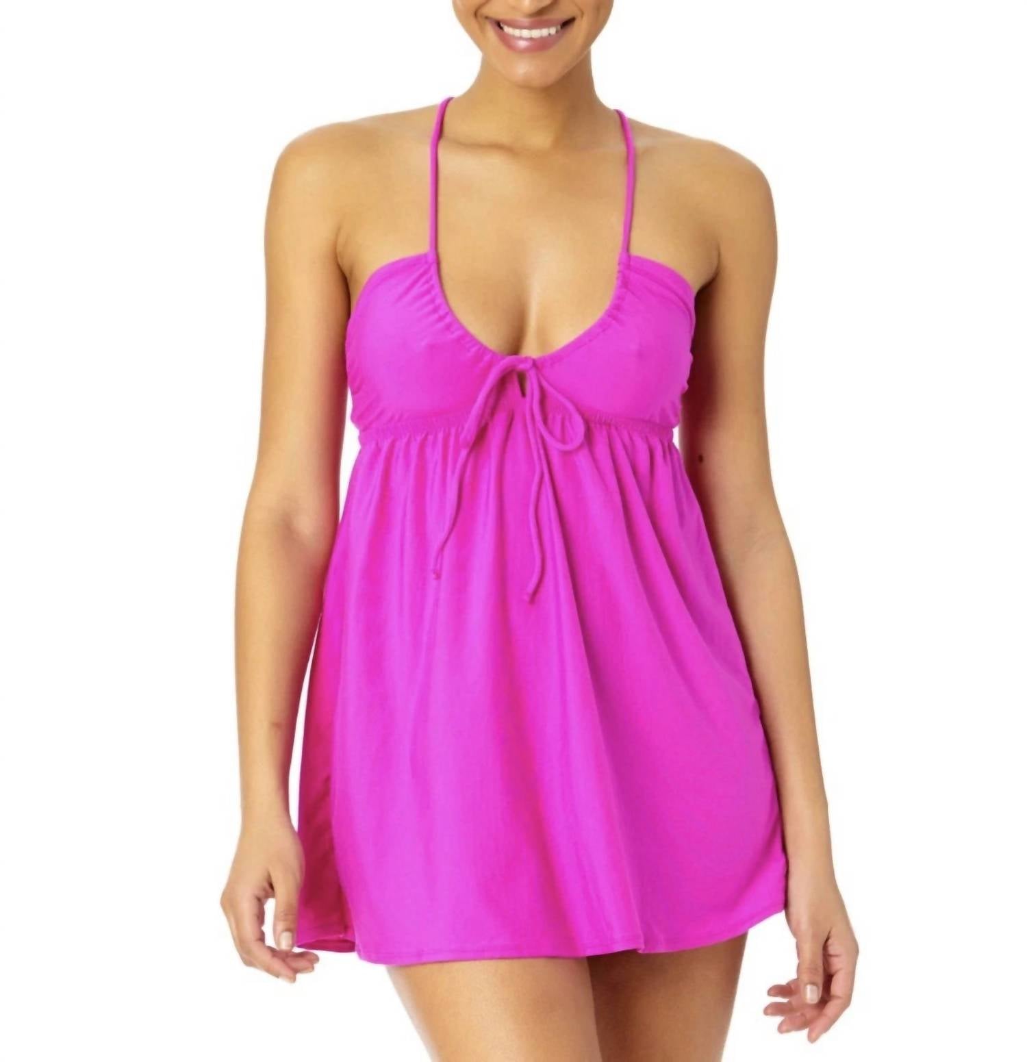 Salt + Cove Halter Cover Up Mini Dress in pink - women's swimwear