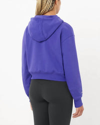 SALOMON Logo Crop Hoodie in liberty - women's top - detail view