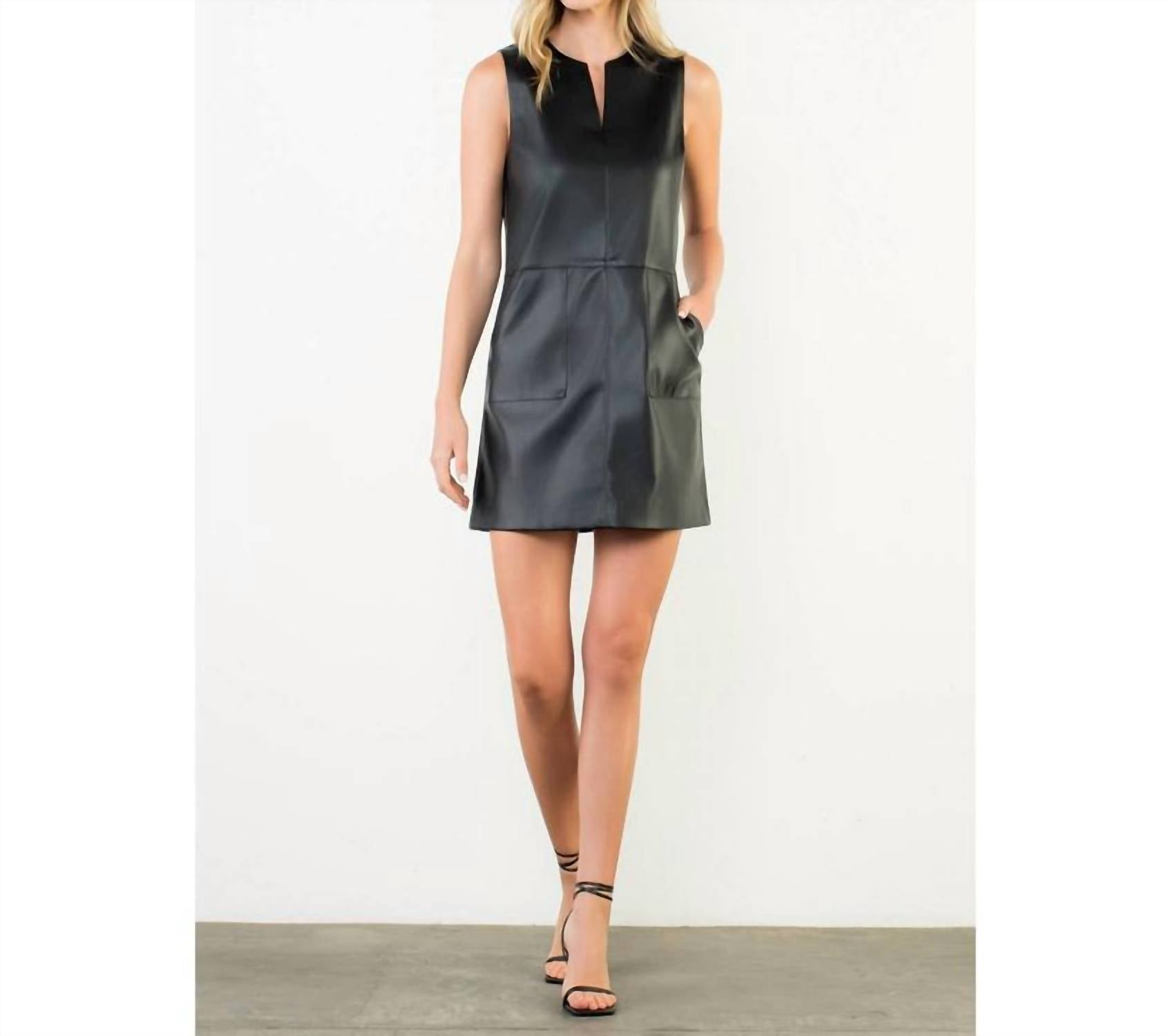 Thml - Sleeveless Faux Leather Pocket Mini Dress