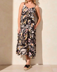Tribal - Adjustable Straps Maxi Dress